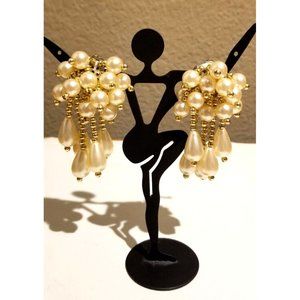 **Vintage Long Gorgeous Cascading Pearl Earrings**